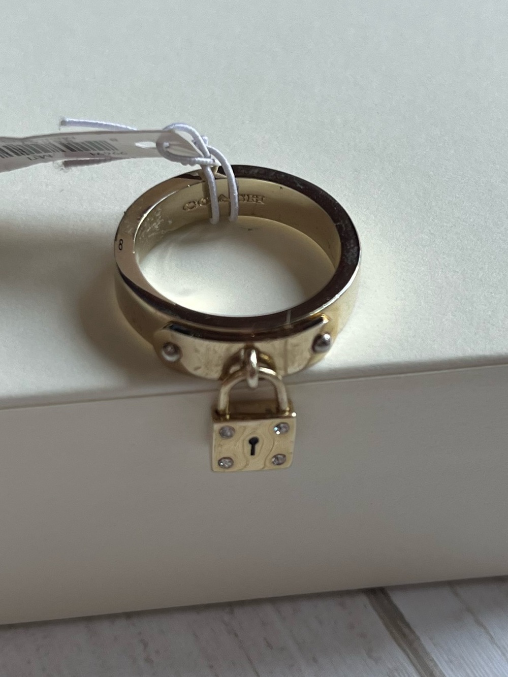Coach Gold Padlock Charm Ring